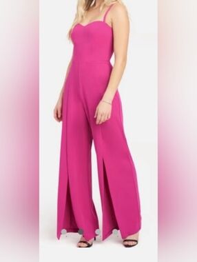 BEBE Sleeveless Fuchsia HotPink  Wide-Leg Jumpsuit/Pantsuit Medium